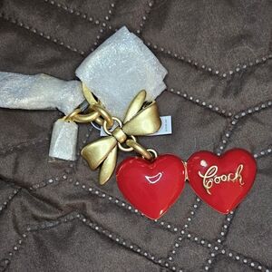 Coach Bow Heart Locket Bag Charm